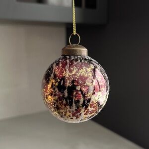 Scandinavian Mulberry Gold Crackle Glass Ball Christmas Tree Ornament.